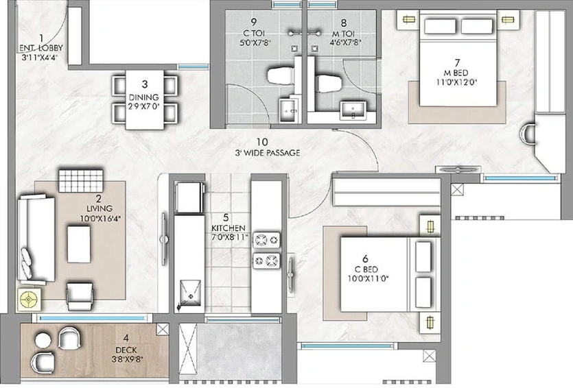 2 BHK Flat in Rustomjee Urban Woods in Dombivli, Thane - Image 840113