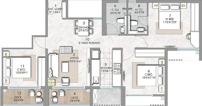 3 BHK Flat in Rustomjee Urban Woods in Dombivli, Thane - Image 840114