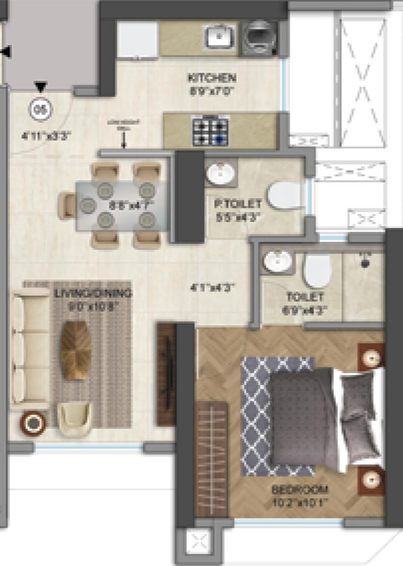 1 BHK Flat in Runwal Lands End Breeze in Thane West, Thane - Image 840161