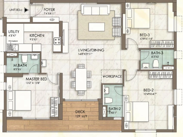 3 BHK Flat in Kochar Jewel in Velachery, Chennai - Image 786374