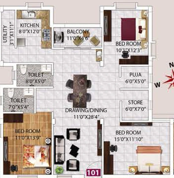 3 BHK Flat in Aastik Asharaya in Kalarahanga, Bhubaneswar - Image 849368
