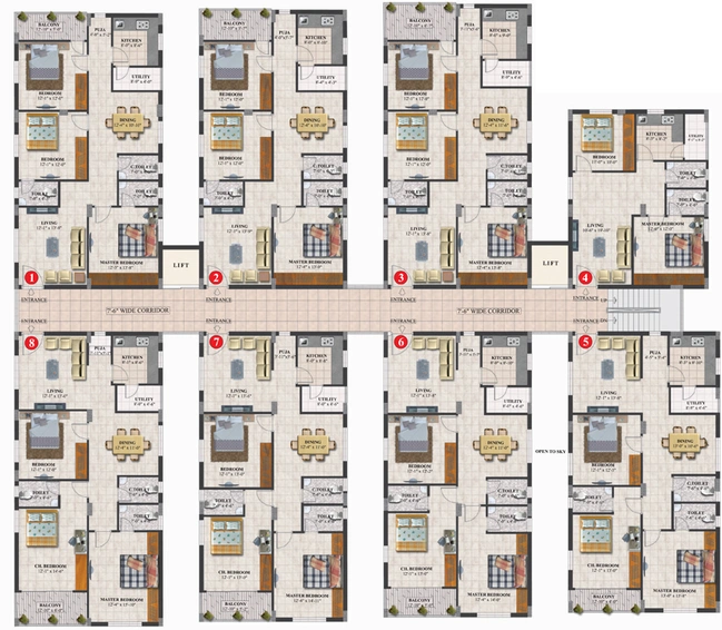 Floor Plan of Siris Lotus Grande in Madhapur, Hyderabad - Image 124503