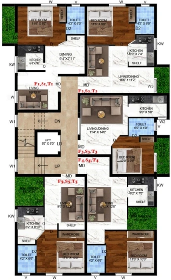 Floor Plan of Roofvest One Square in Sholinganallur, Chennai - Image 128555