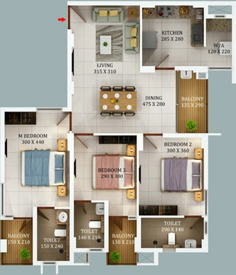 3 BHK Flat in Asset Samskriti in Kanayannur, Kochi - Image 853470
