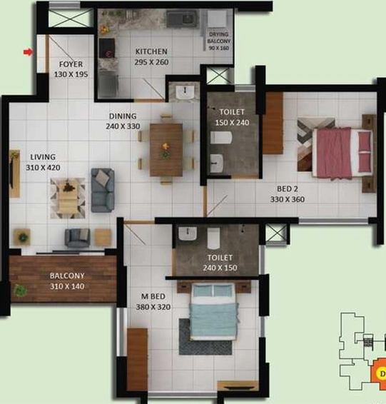 2 BHK Flat in Asset Sreyas in Cheranalloor, Kochi - Image 853473