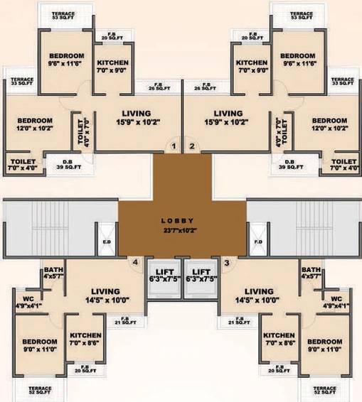 Floor Plan of Mahaavir Heights in Roadpali, Navi Mumbai - Image 246660