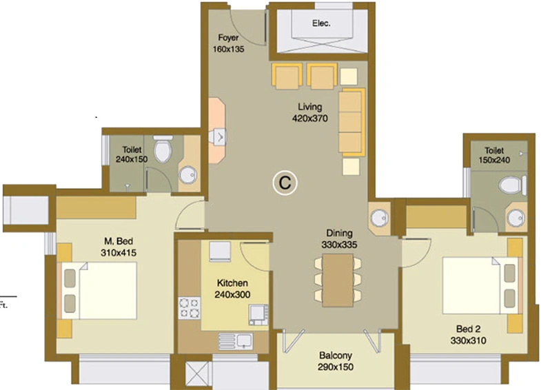 2 BHK Flat in Skyline Yale in Kakkanad, Kochi - Image 857632