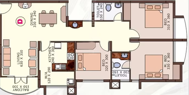 3 BHK Flat in Skyline Melrose in Edappally, Kochi - Image 843012