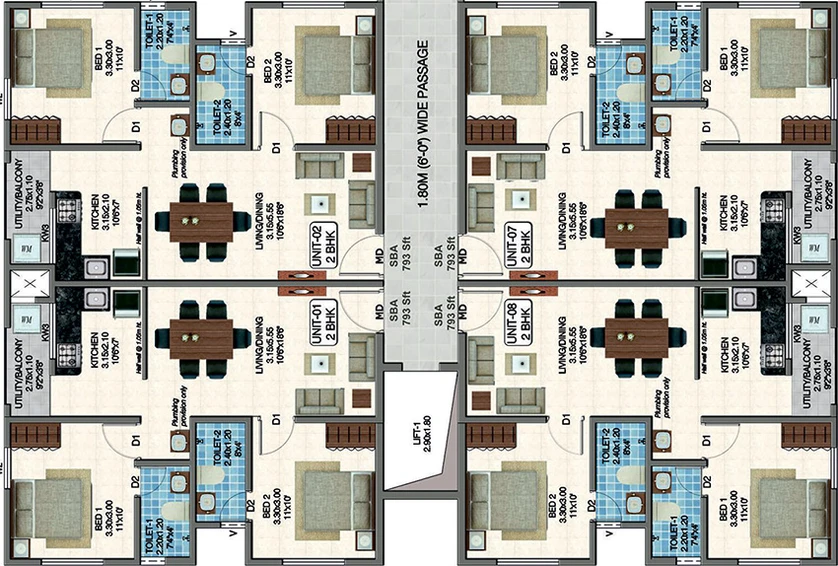 Floor Plan of Confident Joinville in Kakkanad, Kochi - Image 273106