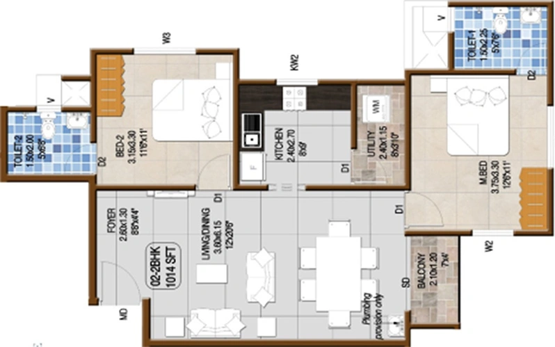 2 BHK Flat in Confident Pinnacle in Kakkanad, Kochi - Image 852892