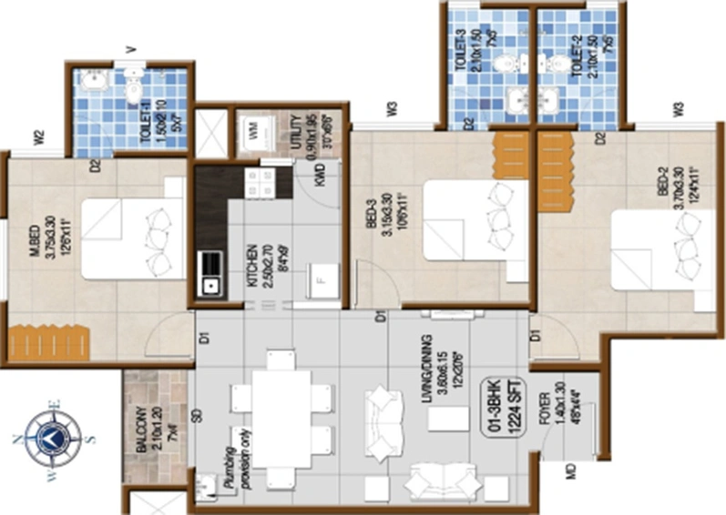 3 BHK Flat in Confident Pinnacle in Kakkanad, Kochi - Image 852893