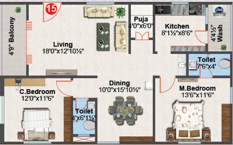 2 BHK Flat in Bhuvanas Urban Greens in Kompally, Hyderabad - Image 793941