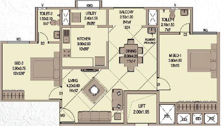 2 BHK Flat in Confident White House in Kaloor, Kochi - Image 852899