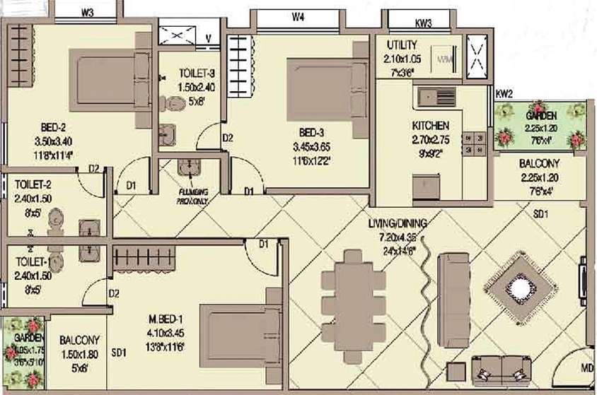 3 BHK Flat in Confident White House in Kaloor, Kochi - Image 852900