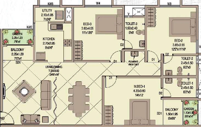 3 BHK Flat in Confident White House in Kaloor, Kochi - Image 852901