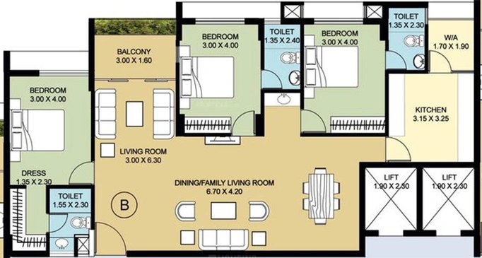 3 BHK Flat in Veegaland Petunia And Begonia in Kaloor, Kochi - Image 857371