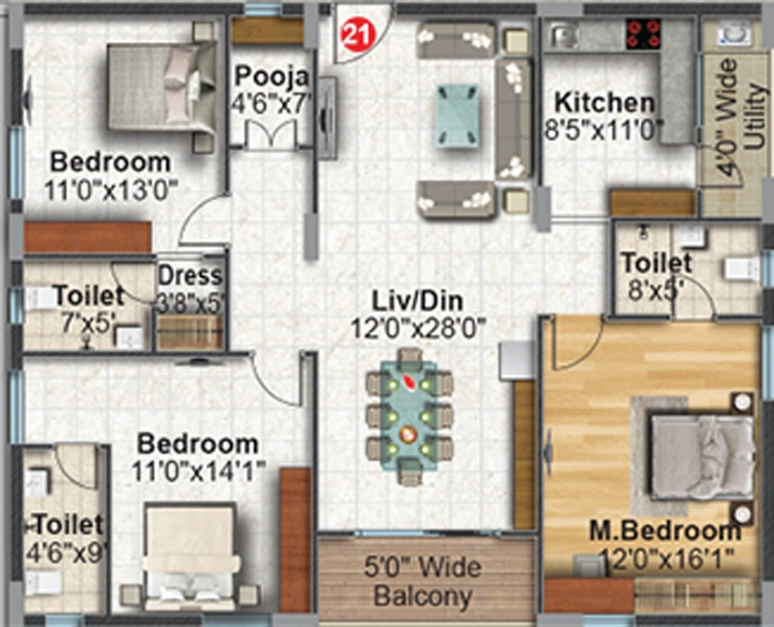 3 BHK Flat in Dinesh Auric in Bachupally, Hyderabad - Image 787433