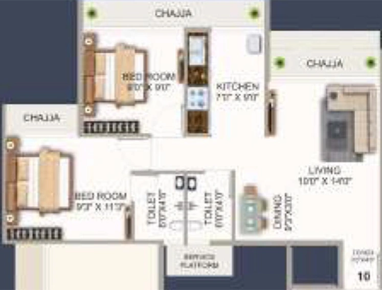 2 BHK Flat in Shreeji Neelkanth in Pushpak Nagar, Navi Mumbai - Image 846294