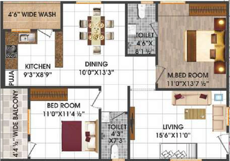 2 BHK Flat in Lotus Srinivasam in Kompally, Hyderabad - Image 787697