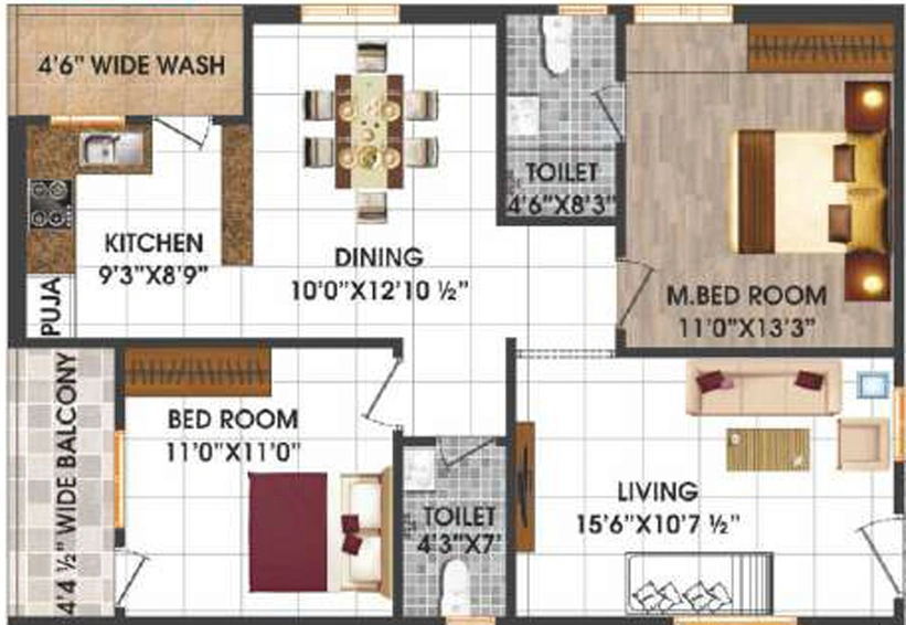 2 BHK Flat in Lotus Srinivasam in Kompally, Hyderabad - Image 787696