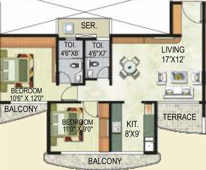 2 BHK Flat in Paradise Sai Crystals in Kharghar, Navi Mumbai - Image 840868