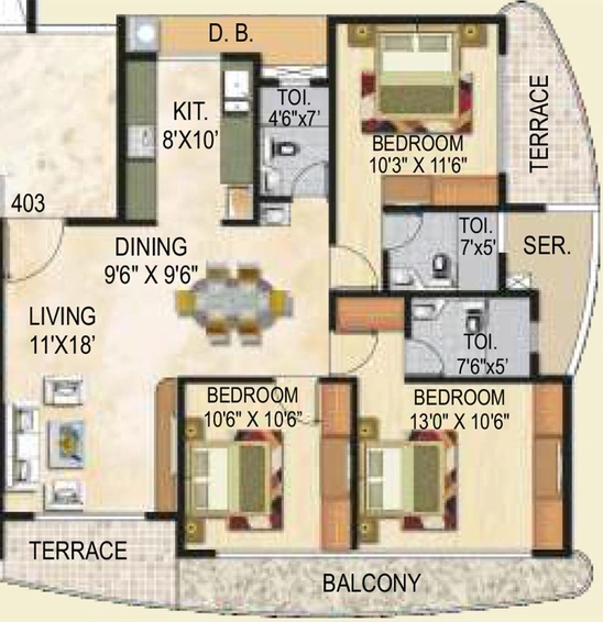3 BHK Flat in Paradise Sai Crystals in Kharghar, Navi Mumbai - Image 846456
