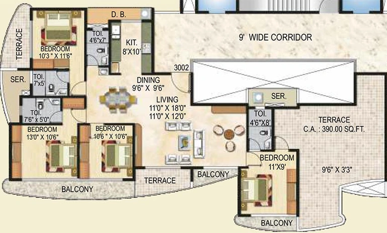 4 BHK  in Paradise Sai Crystals in Kharghar, Navi Mumbai - Image 846459