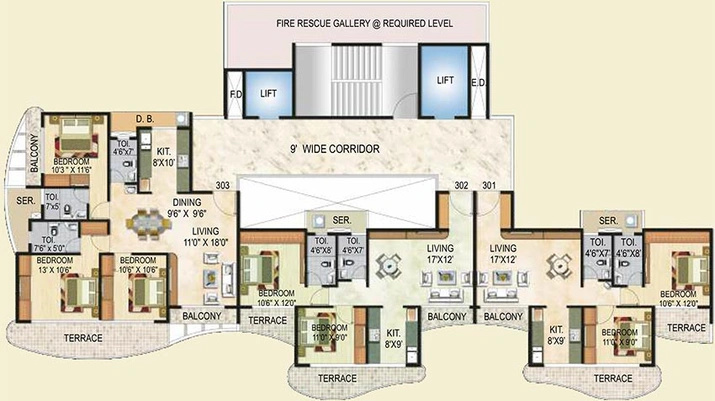 Floor Plan of Paradise Sai Crystals in Kharghar, Navi Mumbai - Image 252630