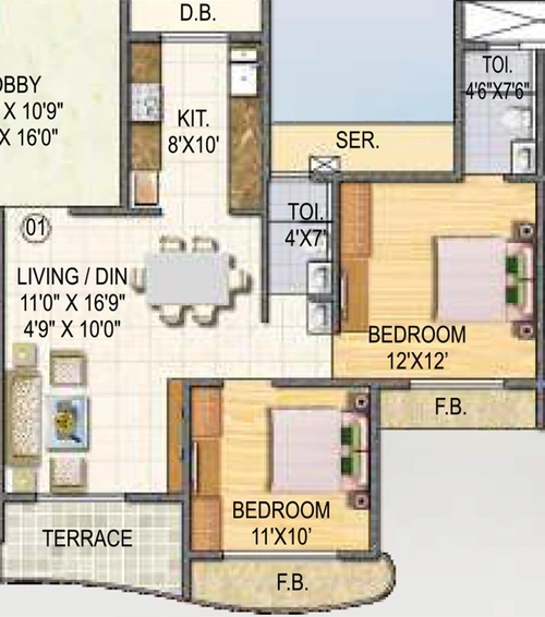 2 BHK Flat in Paradise Sai Miracle in Kharghar, Navi Mumbai - Image 840866
