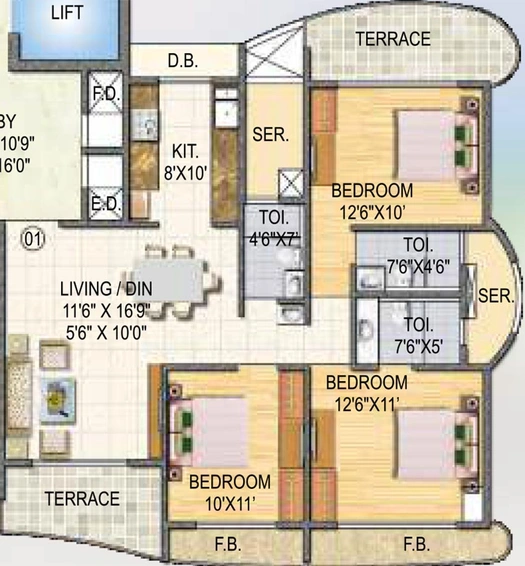 3 BHK Flat in Paradise Sai Miracle in Kharghar, Navi Mumbai - Image 840867