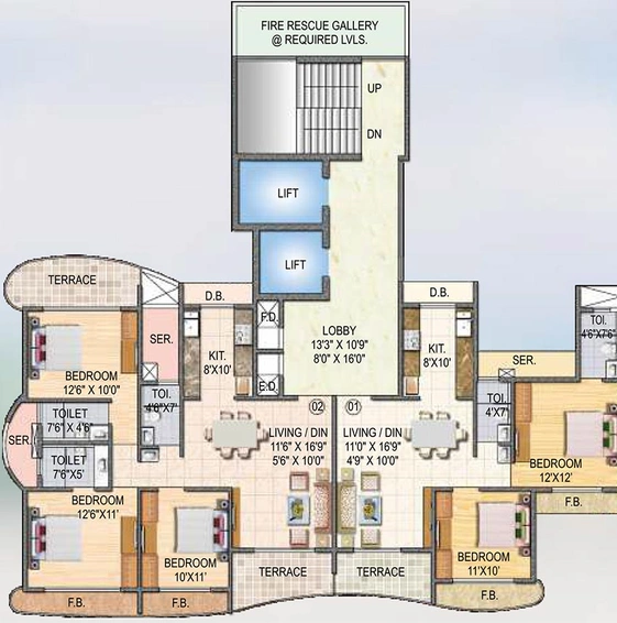 Floor Plan of Paradise Sai Miracle in Kharghar, Navi Mumbai - Image 252920
