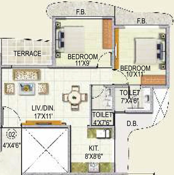2 BHK Flat in Paradise Sai Spring in Kharghar, Navi Mumbai - Image 846563