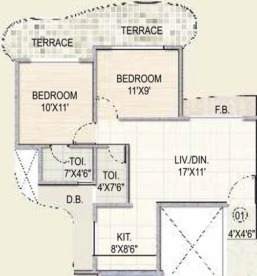 2 BHK Flat in Paradise Sai Spring in Kharghar, Navi Mumbai - Image 846564