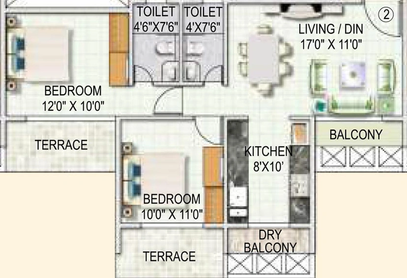 2 BHK Flat in Paradise Sai Solitaire in Kharghar, Navi Mumbai - Image 840881