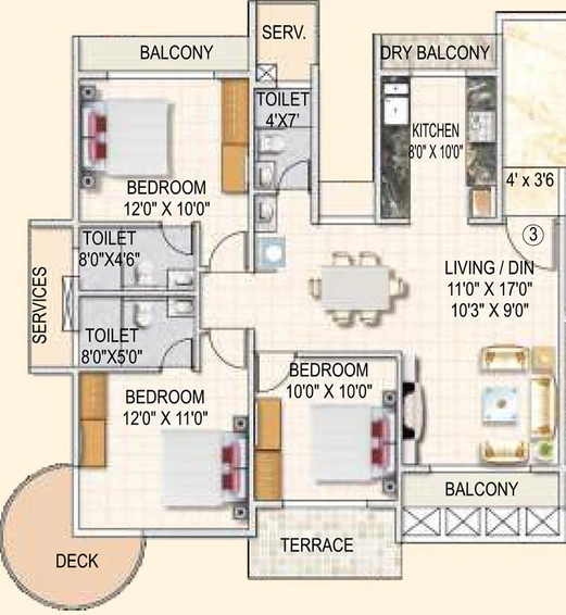 3 BHK Flat in Paradise Sai Solitaire in Kharghar, Navi Mumbai - Image 846562