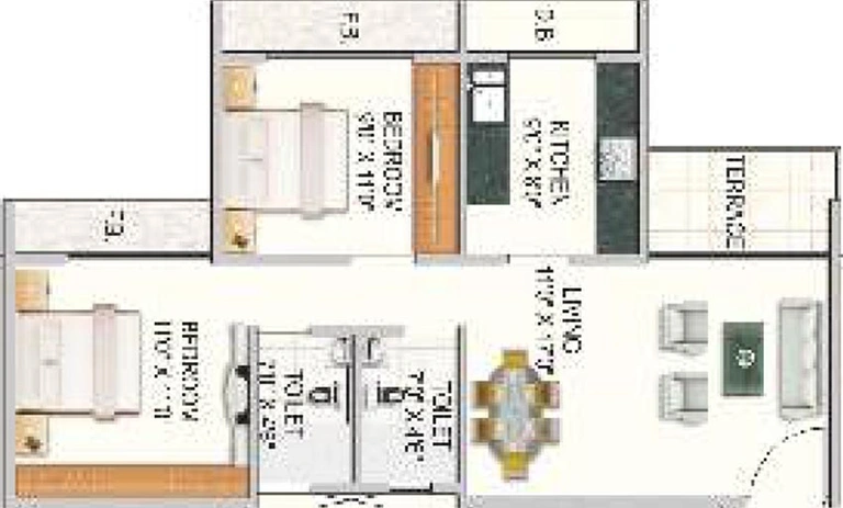 2 BHK Flat in Paradise Sai Ganga in Ulwe, Navi Mumbai - Image 840884