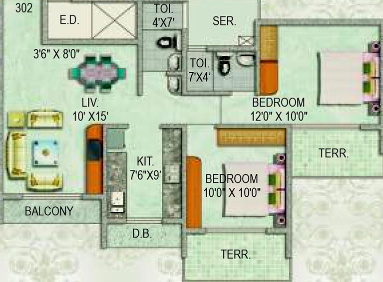 2 BHK Flat in Paradise Sai Fortune in Ulwe, Navi Mumbai - Image 840892