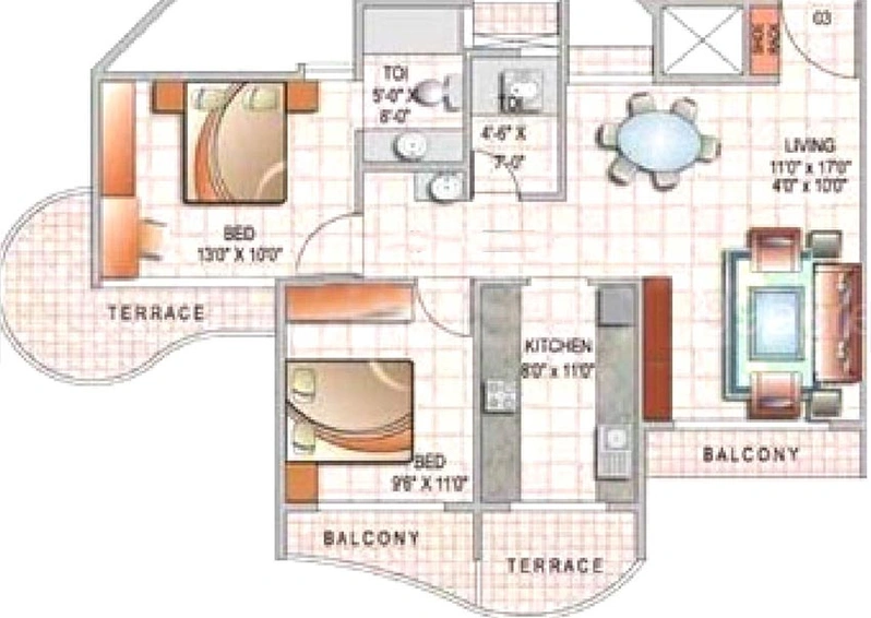 2 BHK Flat in Paradise Sai Pearls in Kharghar, Navi Mumbai - Image 840877