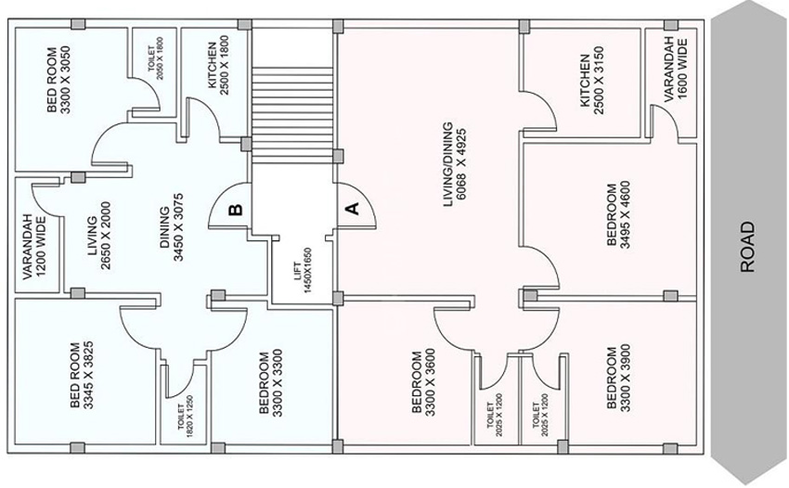 Floor Plan of Panchmukhi Apartment in Lake Town, Kolkata - Image 237259