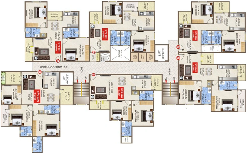 Floor Plan of Panchmukhi Paradise in EM Bypass, Kolkata - Image 237266