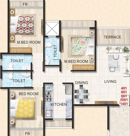 3 BHK Flat in Varsha Balaji Shrushti in Nerul, Navi Mumbai - Image 849002