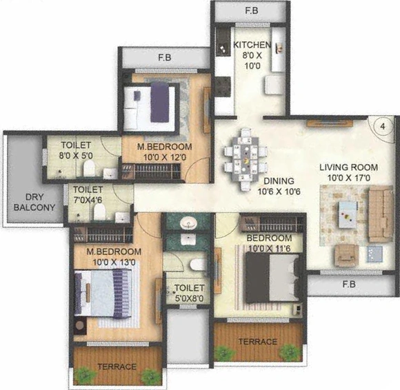 3 BHK Flat in Varsha Balaji Heritage in Kharghar, Navi Mumbai - Image 843771