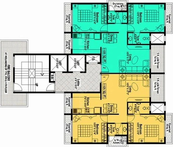 Floor Plan of Satyam Heights 2 in Kharghar, Navi Mumbai - Image 256654