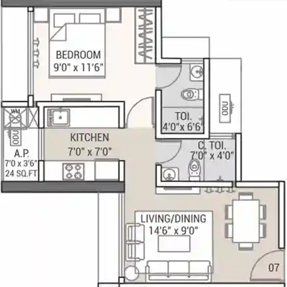 1 BHK Flat in Tricity Waterfront in Kalamboli, Navi Mumbai - Image 843840