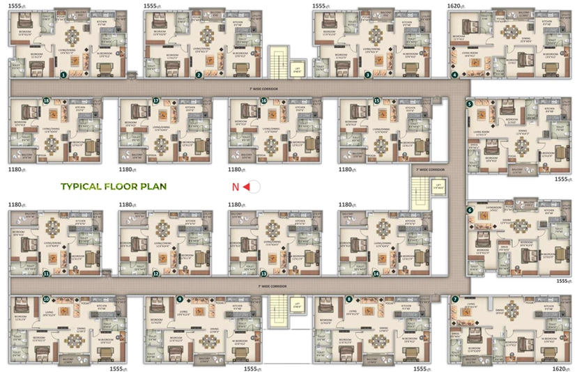 Floor Plan of SVS Bhuvi Residency in Bachupally, Hyderabad - Image 124903