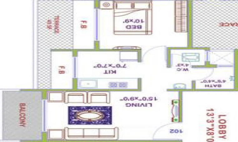 1 BHK Flat in Platinum Regalo in Ulwe, Navi Mumbai - Image 841099