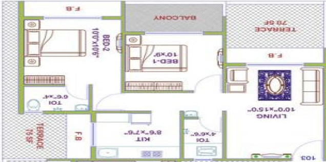 2 BHK Flat in Platinum Regalo in Ulwe, Navi Mumbai - Image 841100