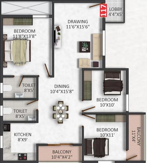 3 BHK Flat in Mythri Sunshine in Rampura, Bangalore - Image 798146