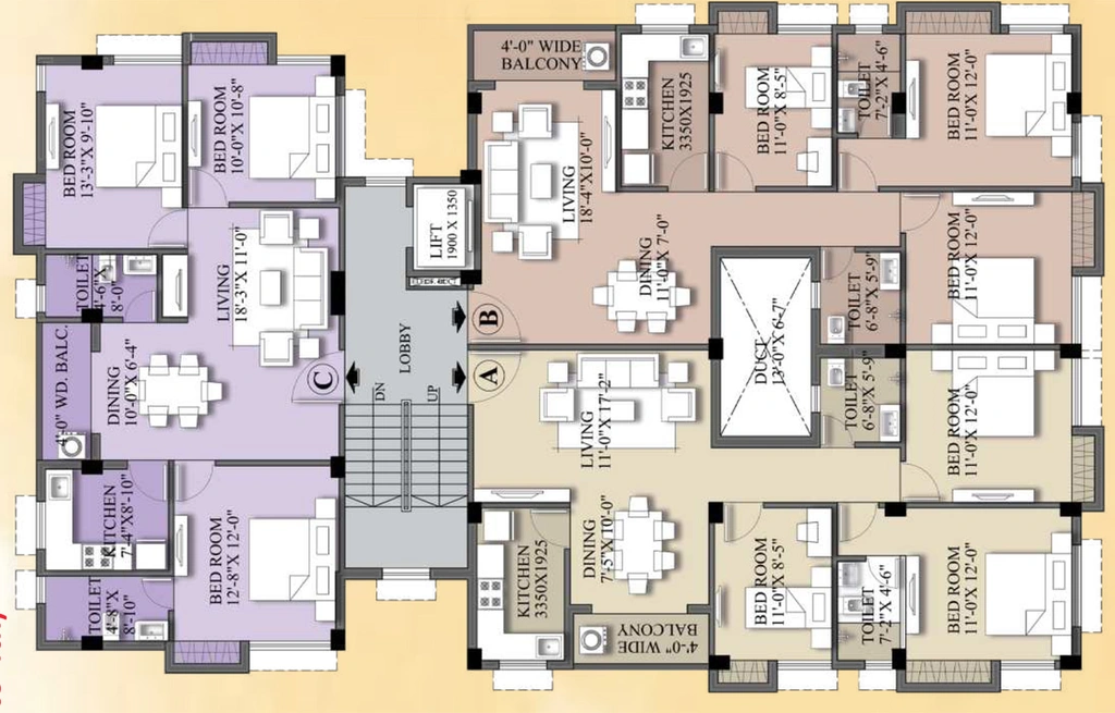 Floor Plan of Sun Rudra in Behala, Kolkata - Image 237442