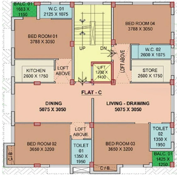4 BHK Flat in Sun Prime in Lake Gardens, Kolkata - Image 838077